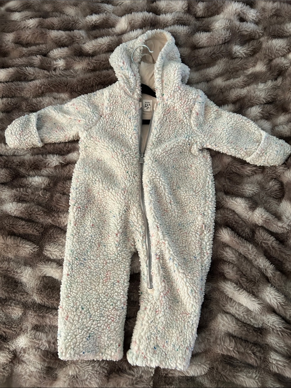Cozy Sherpa Hooded One-Piece - Cream with Subtle Speckles